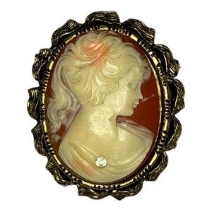 Vintage Cameo Brooch with Gold-Tone Frame